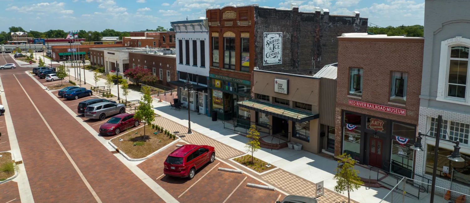 Aerial image of Denison Main Street