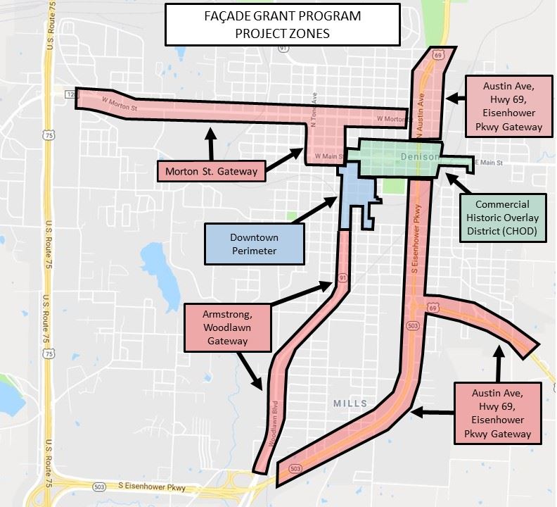 Façade Grant Program Project Zones Map